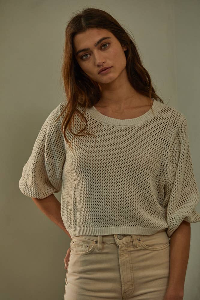 W1177 | CINDY CROCHET TOP: Natural