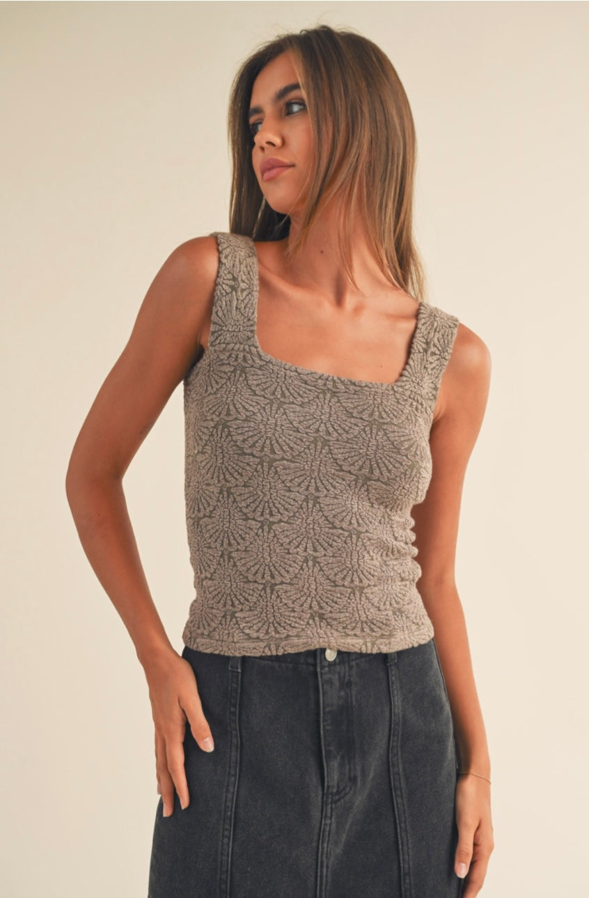 WASHED LOOK DETAIL TEXTURED KNITTED TOP- Mocha