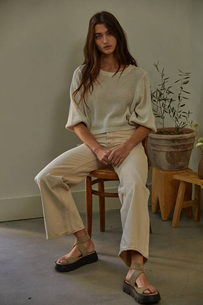 W1177 | CINDY CROCHET TOP: Natural