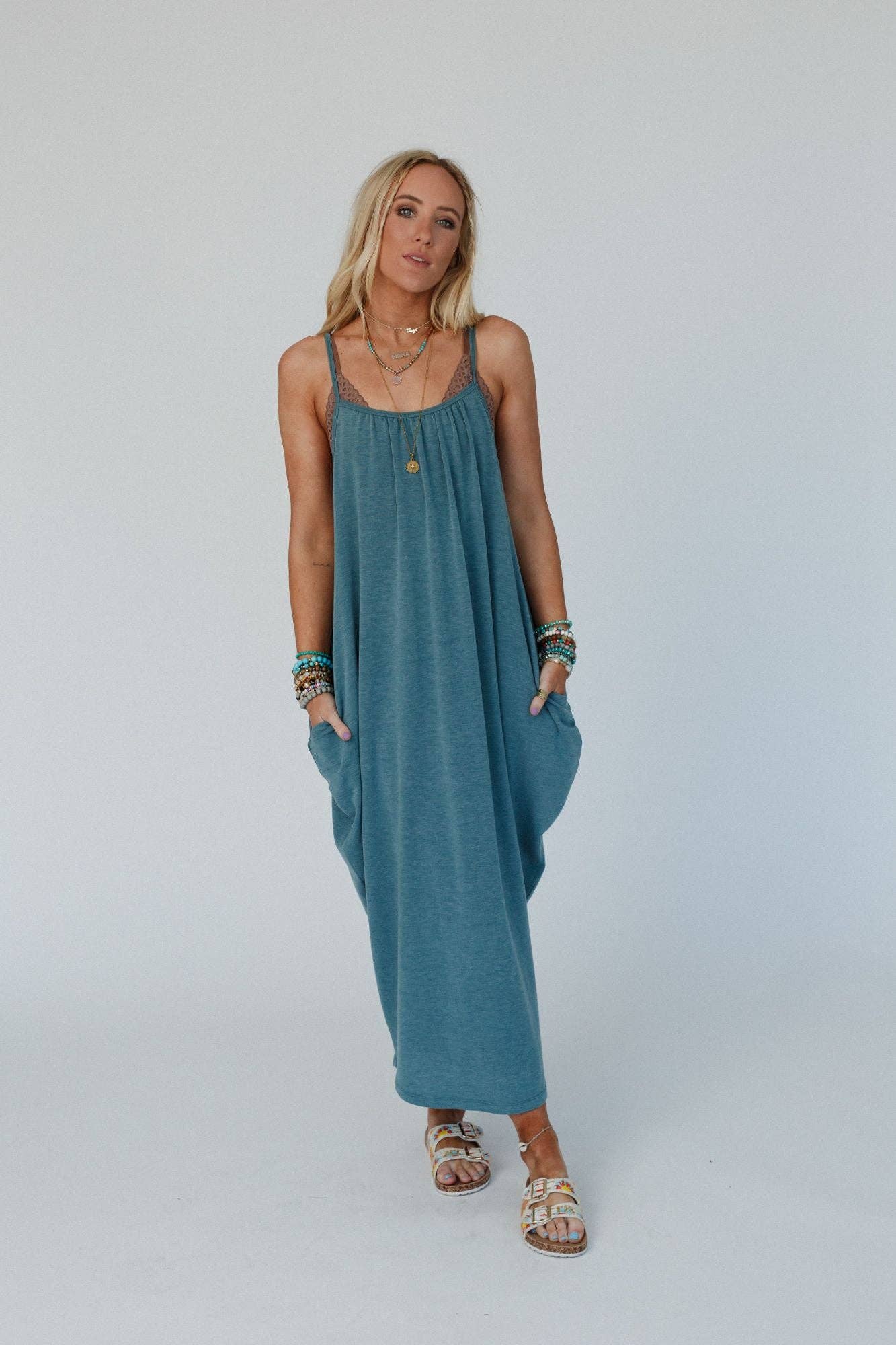 Simple Serene Maxi Dress - Teal