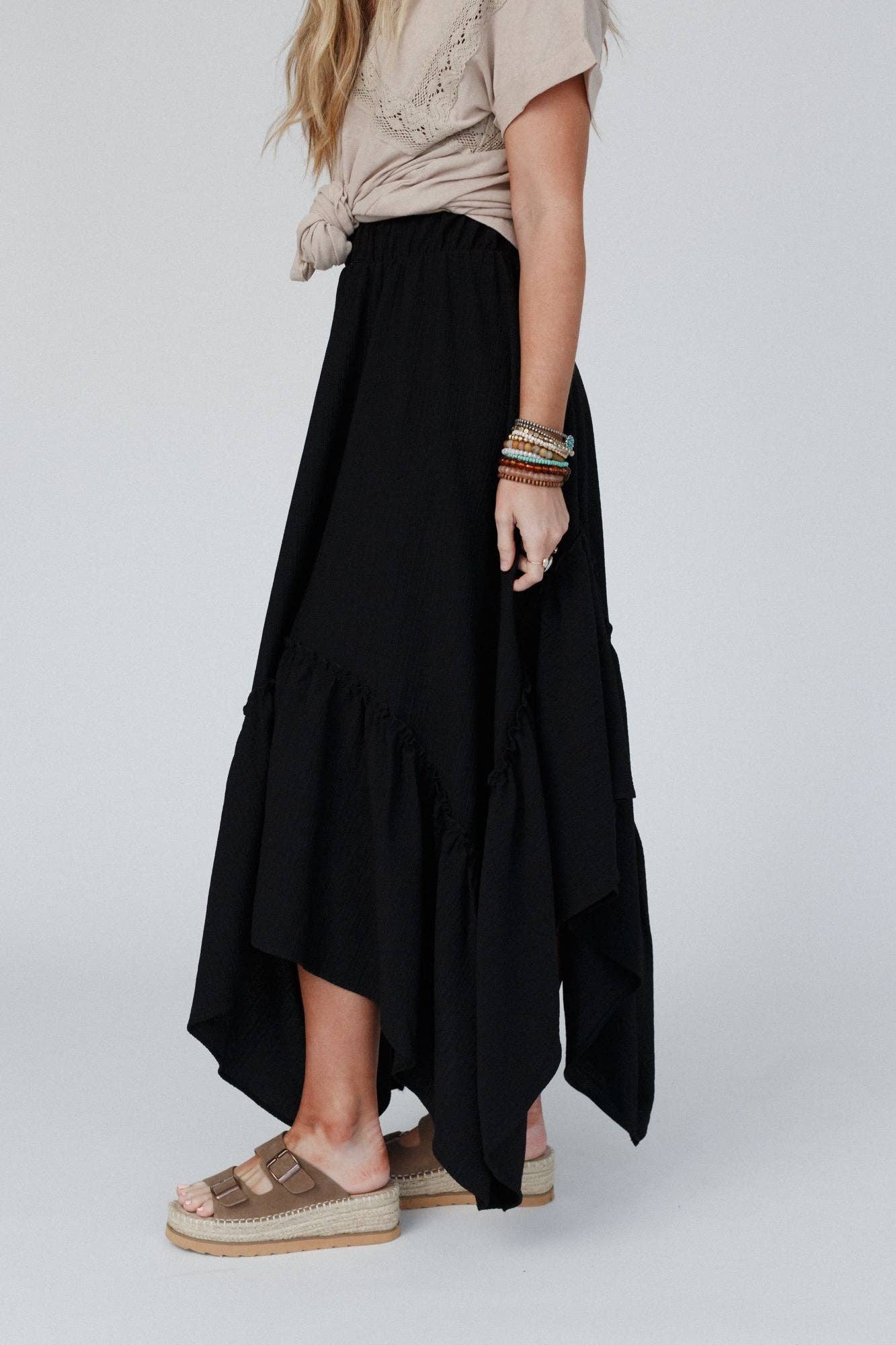 Swing Of Things Pocketed Midi Skirt - Black