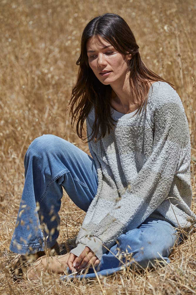 JANIE STRIPED SWEATER: Sage