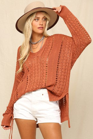 SLOUCHY V NECK PULLOVER.