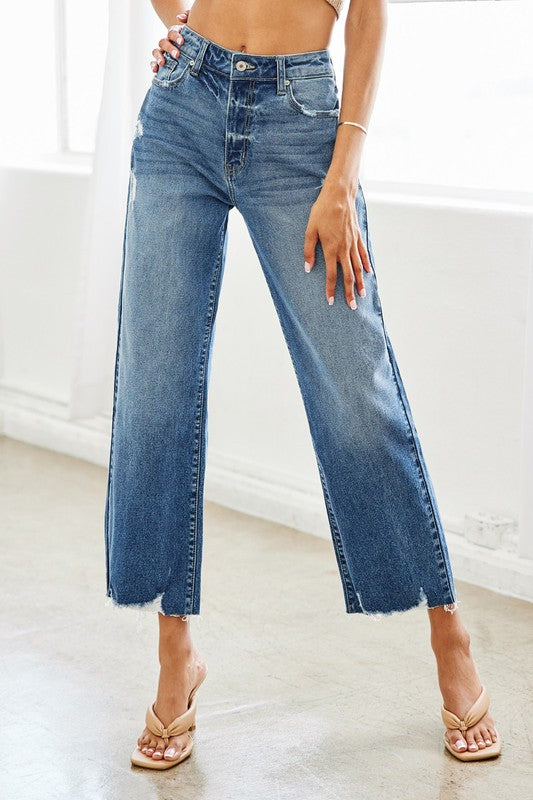 KanCan- HIGH RISE SLIM WIDE LEG JEANS