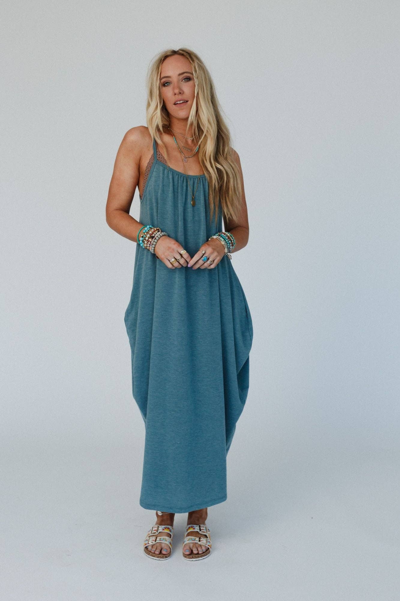 Simple Serene Maxi Dress - Teal