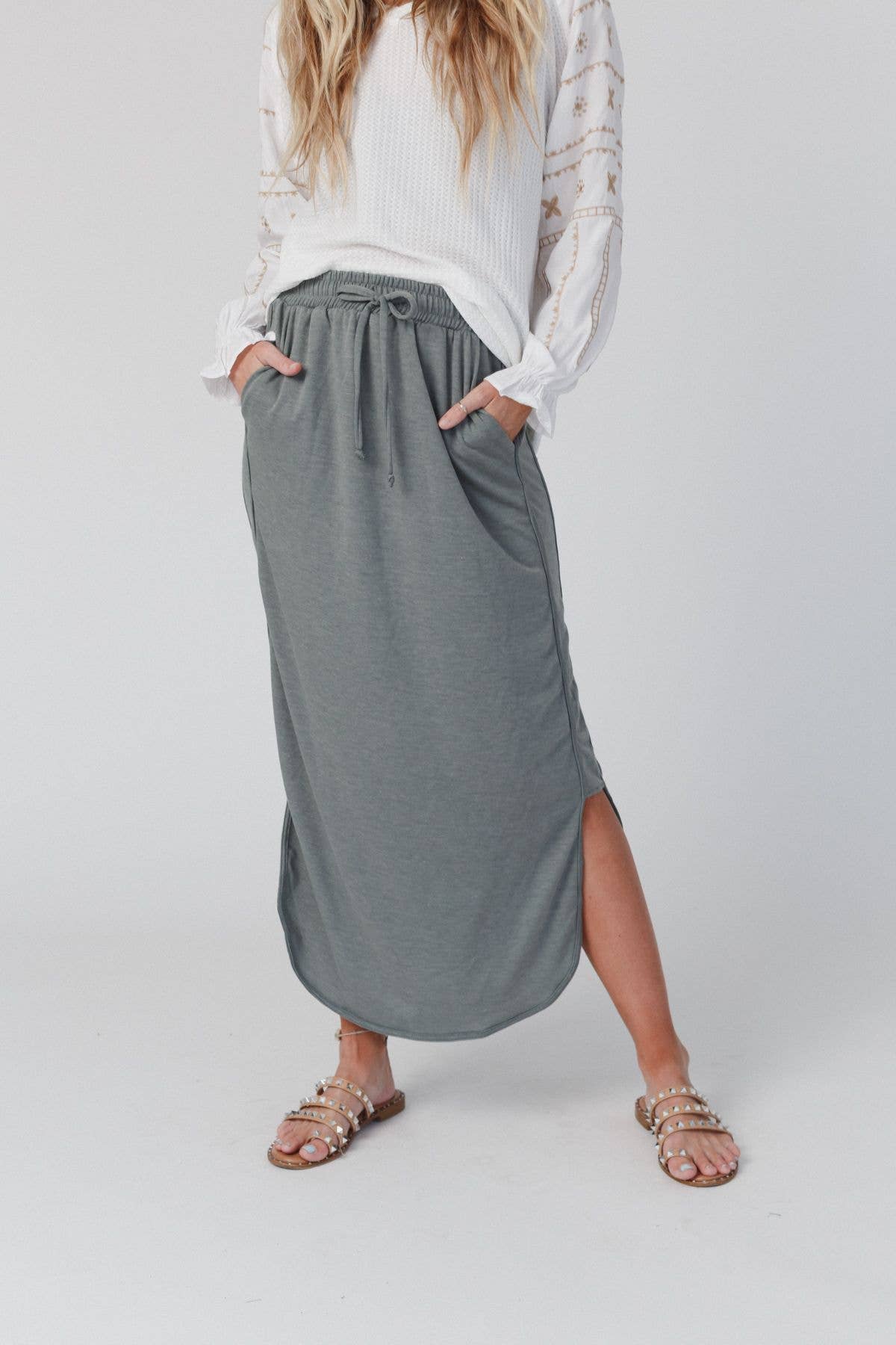 So Comfy Drawstring Maxi Skirt