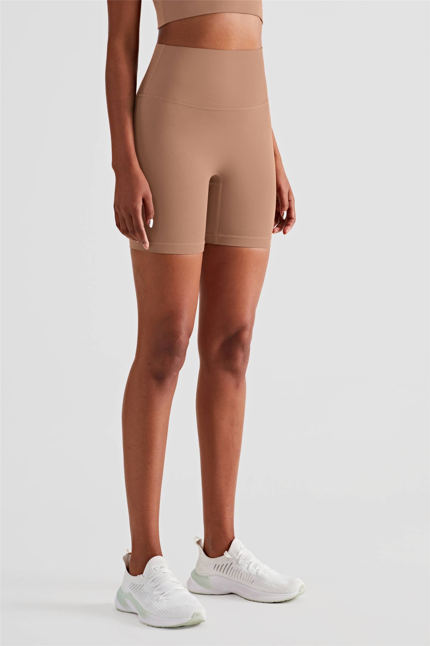 Luna High Waist Mid-Thigh Biker Short: Terracotta