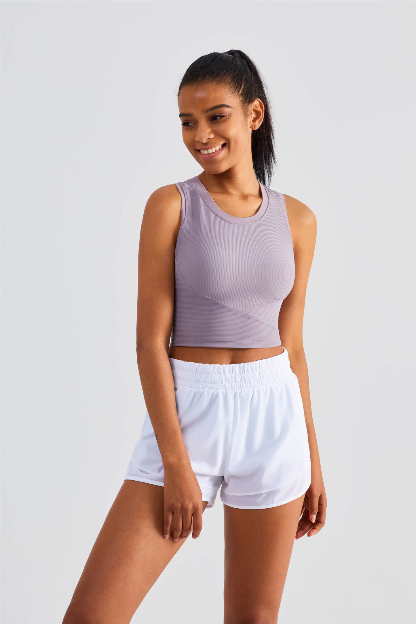 Malibu Ribbed Molded Cup Tank Top: Baby Lavender