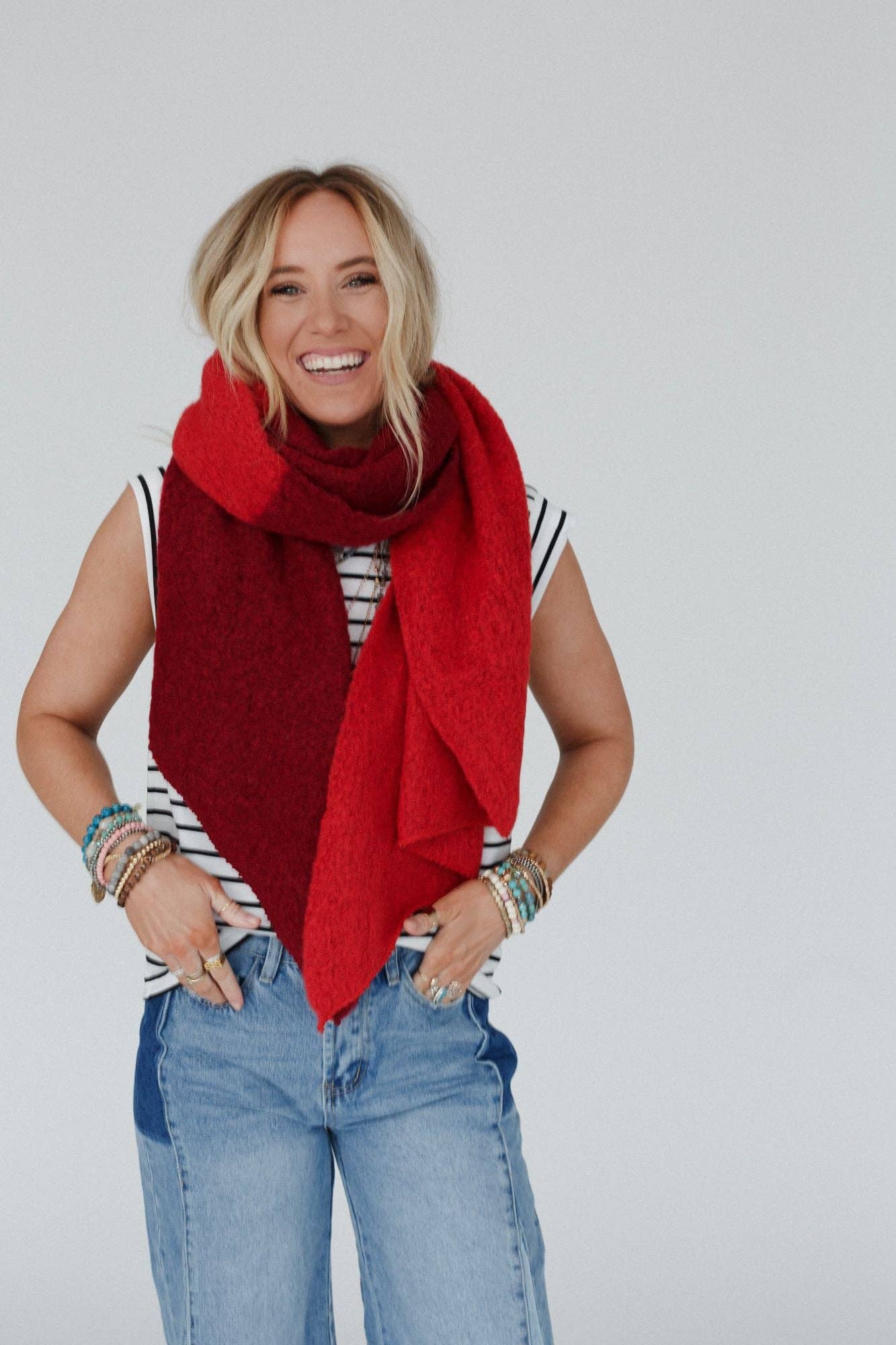 Sunset Shades Cozy Scarf - Red Multi: OS