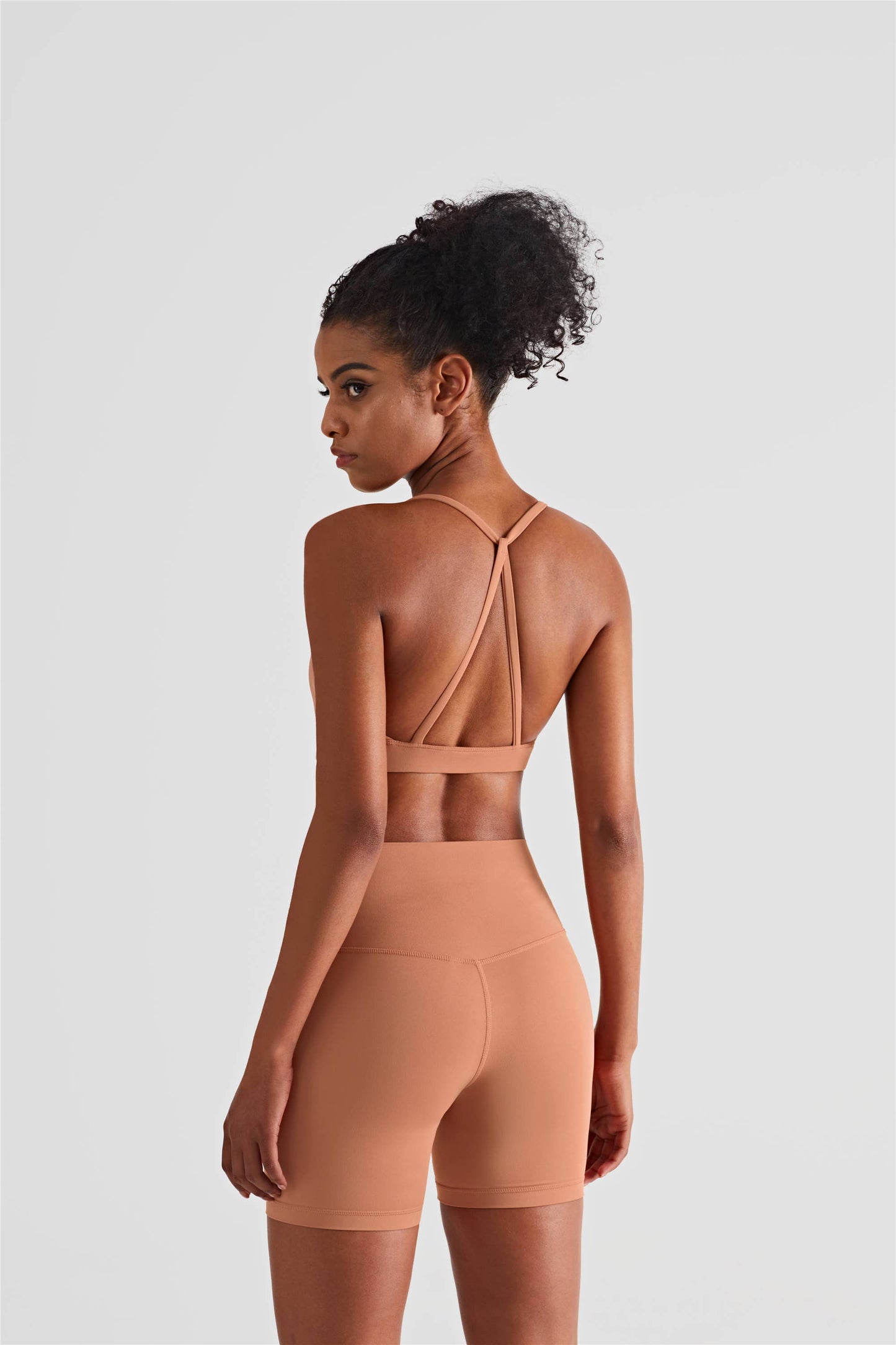 Luna High Waist Mid-Thigh Biker Short: Terracotta