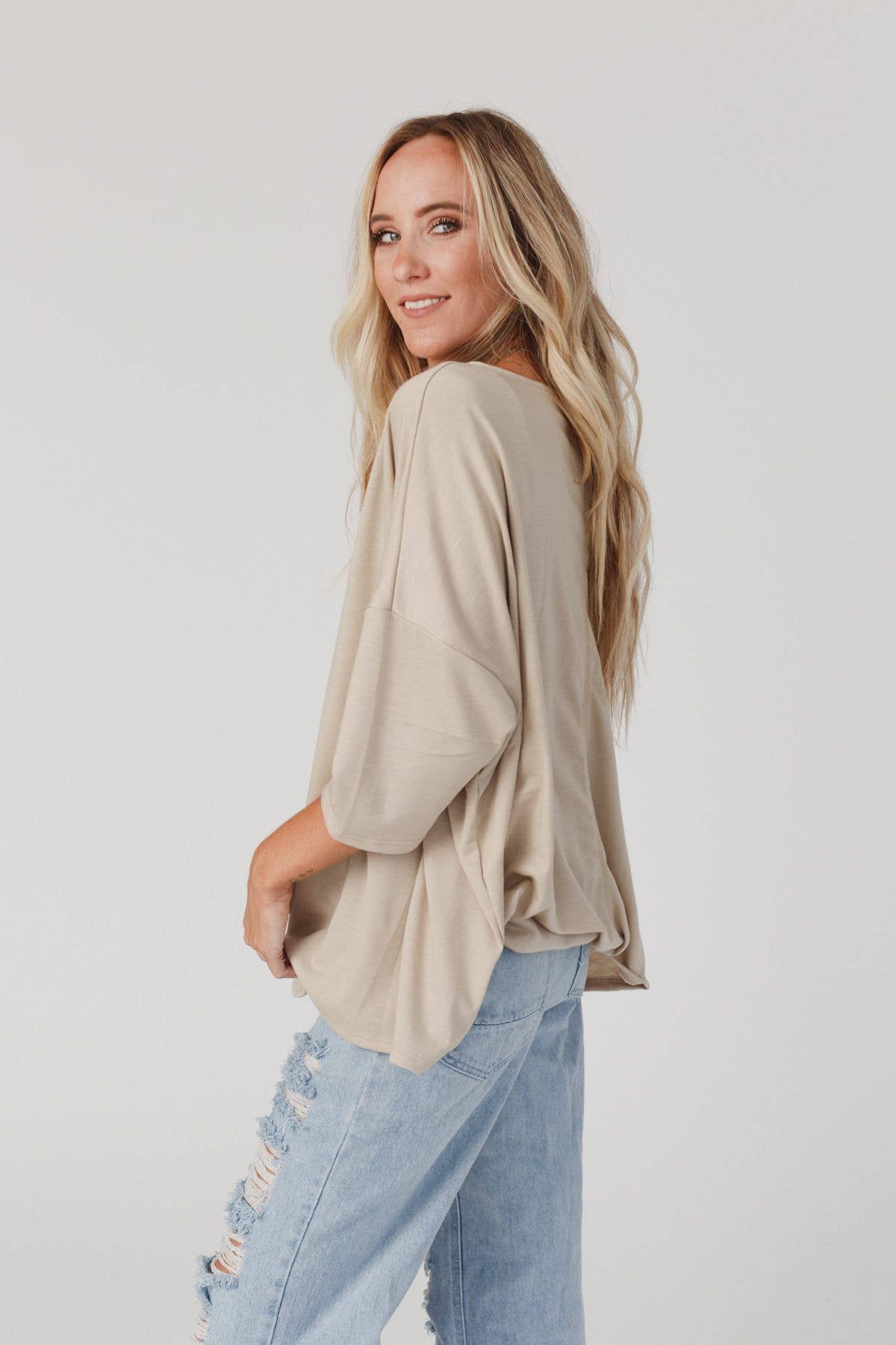 Cozy Cool Oversized Tee - Taupe