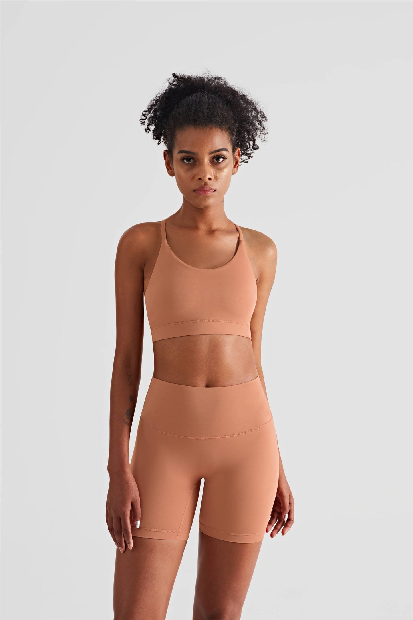 Luna High Waist Mid-Thigh Biker Short: Terracotta