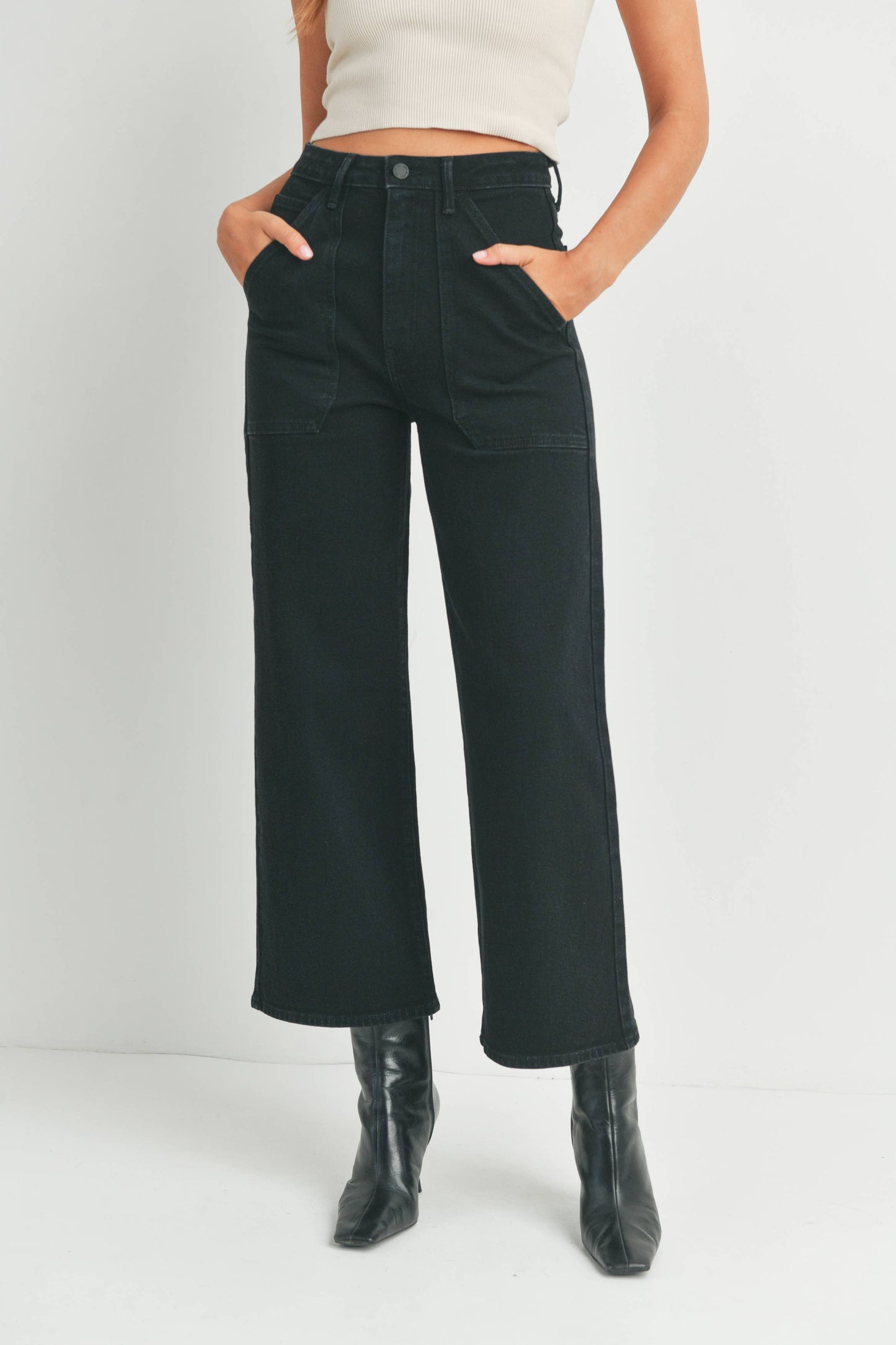 HR Cargo Pocket Wide Leg-Black