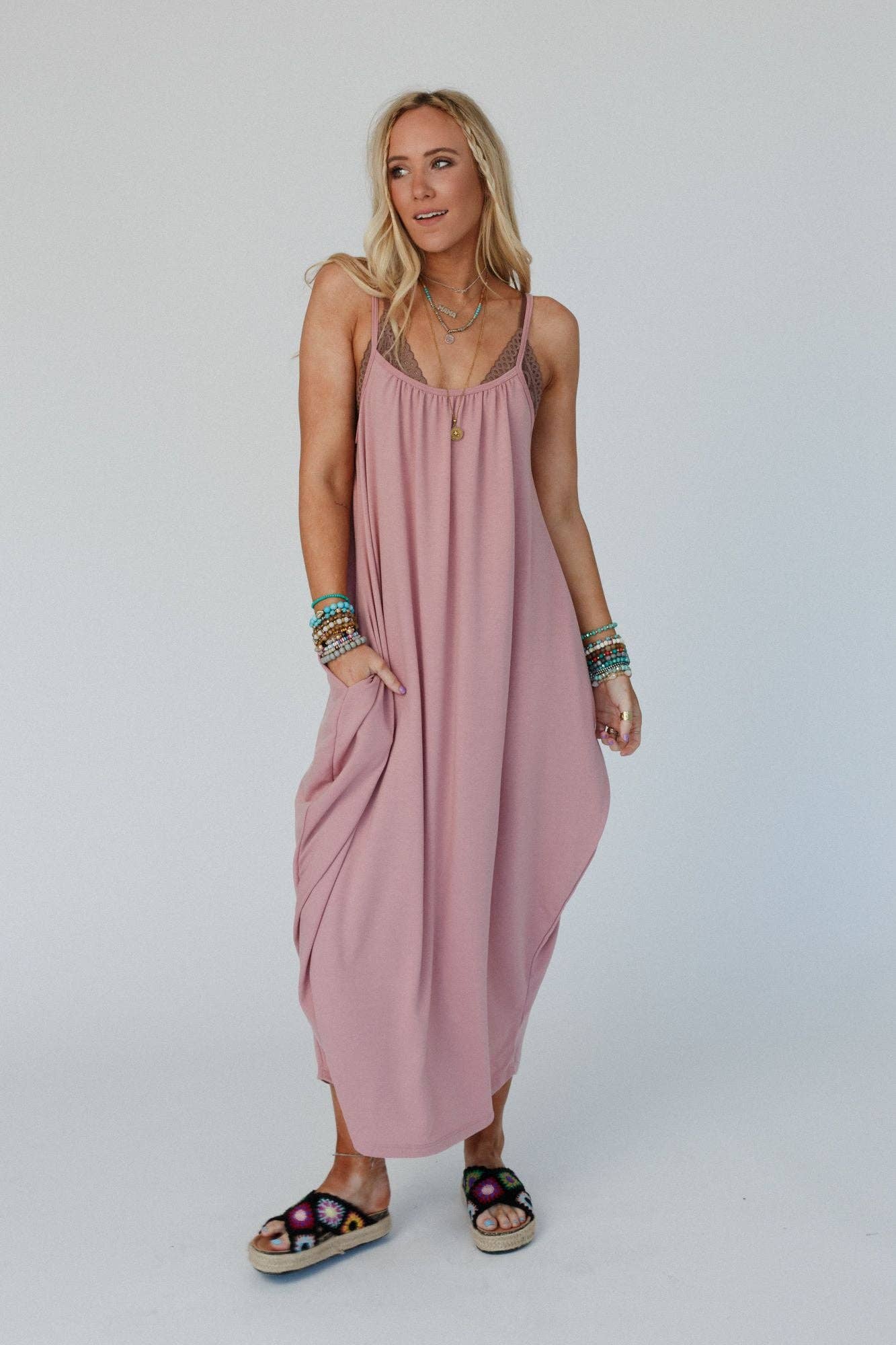 Simple Serene Maxi Dress - Dusty Pink