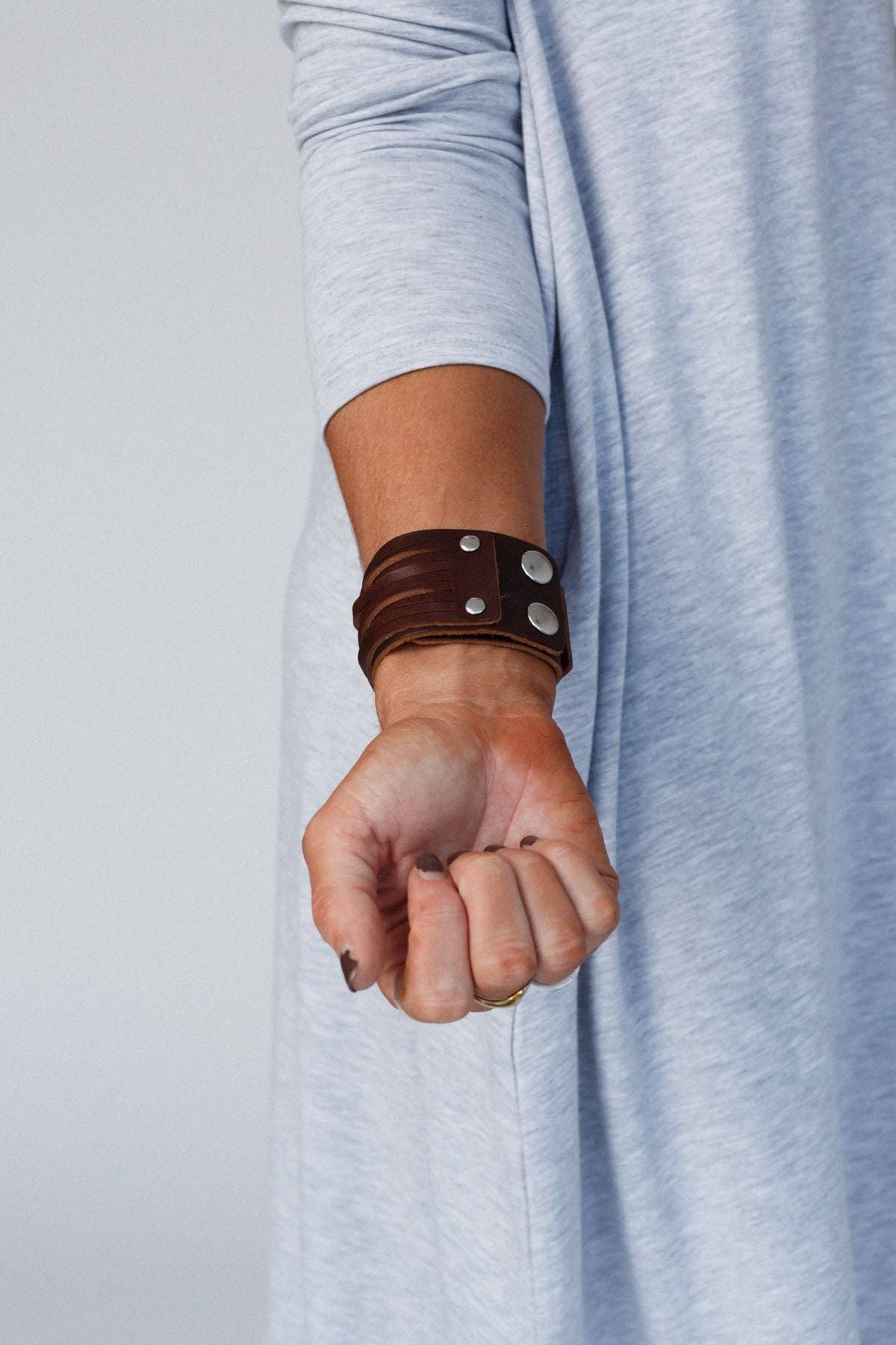 Hey Honey Leather Cuff - Brown