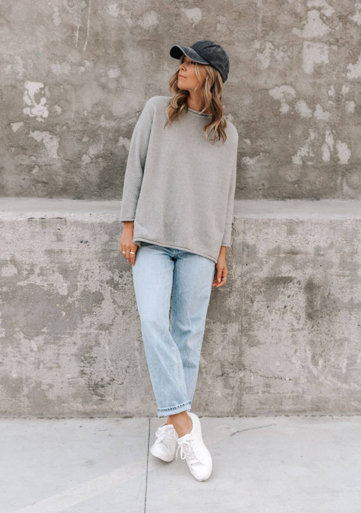 Long Sleeve Pullover Sweater: Cement