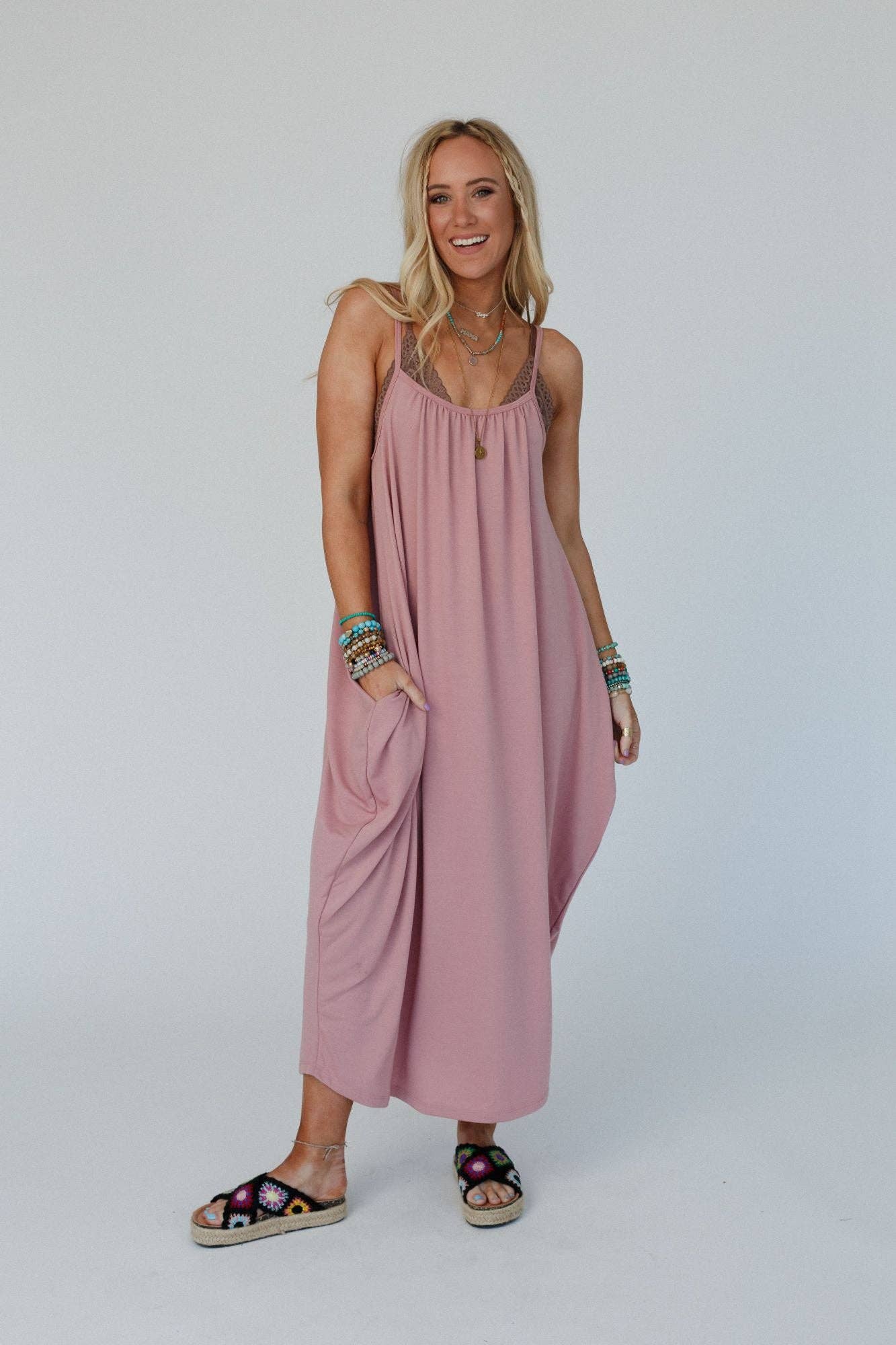 Simple Serene Maxi Dress - Dusty Pink