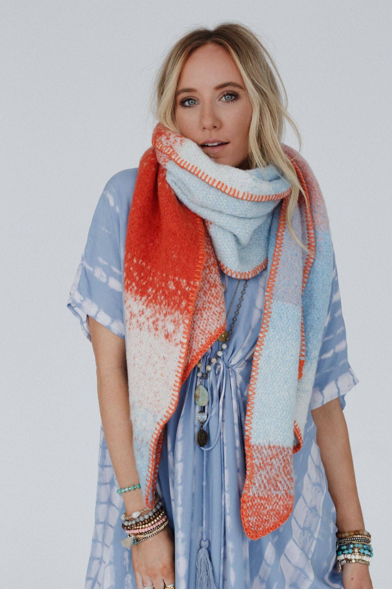 Autumn Days Multi Colored Scarf - Rust: OS