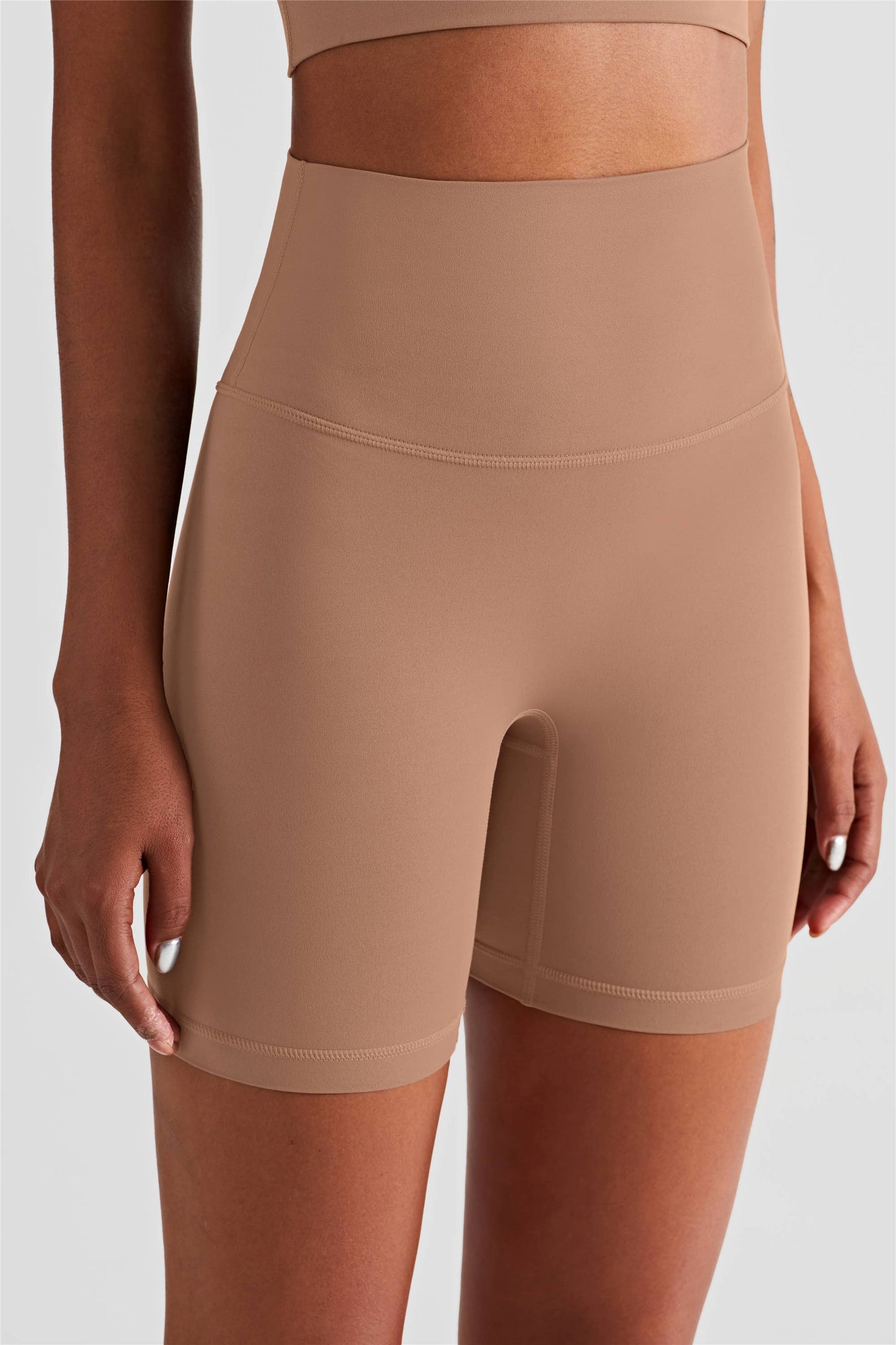 Luna High Waist Mid-Thigh Biker Short: Terracotta