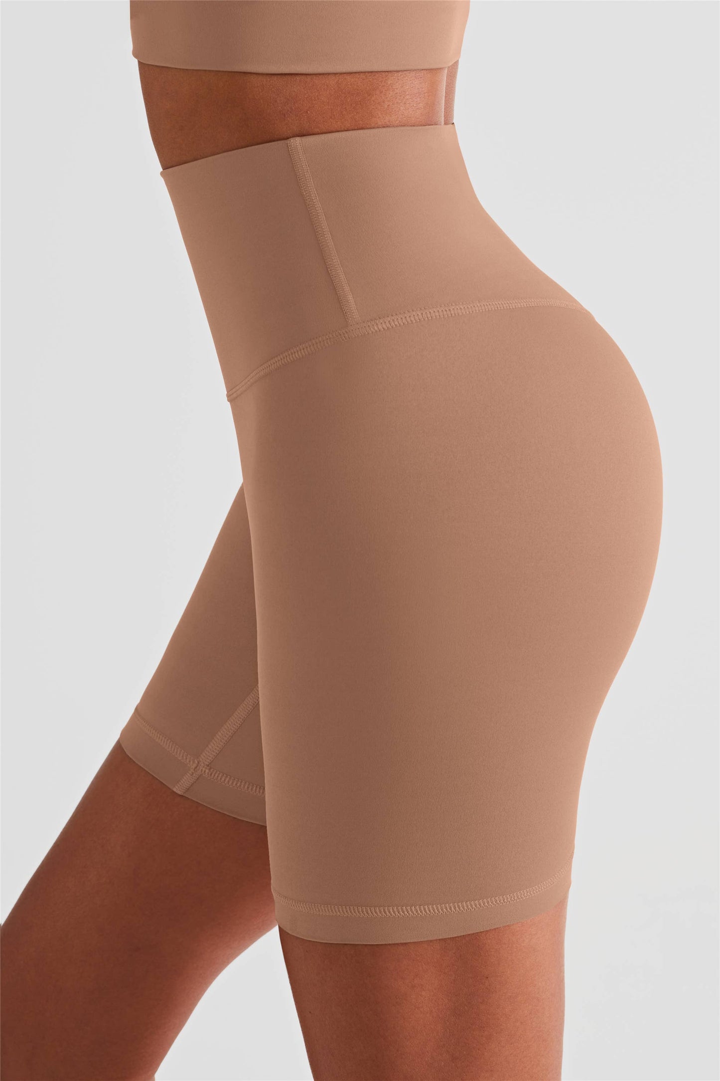 Luna High Waist Mid-Thigh Biker Short: Terracotta