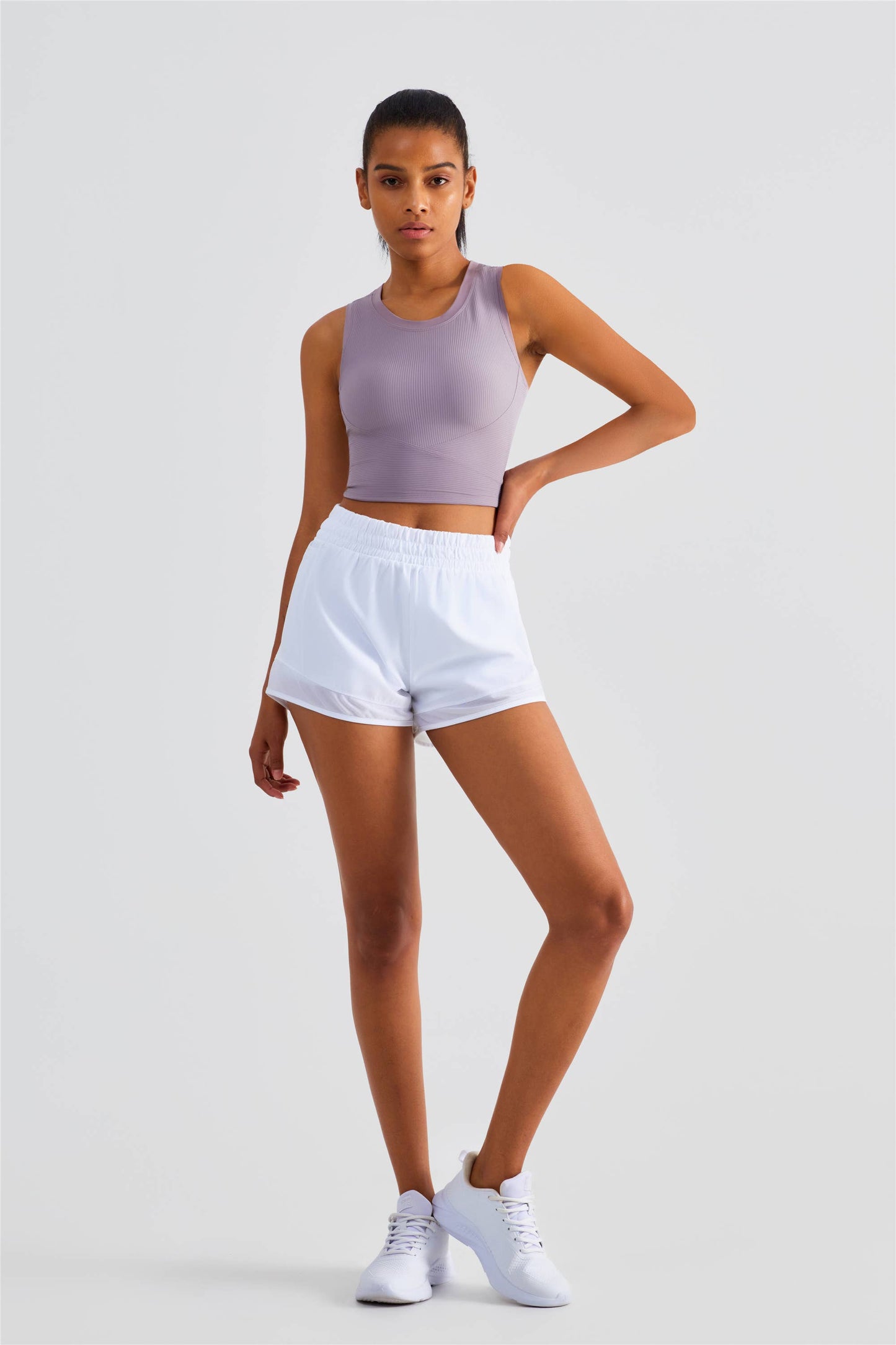 Malibu Ribbed Molded Cup Tank Top: Baby Lavender