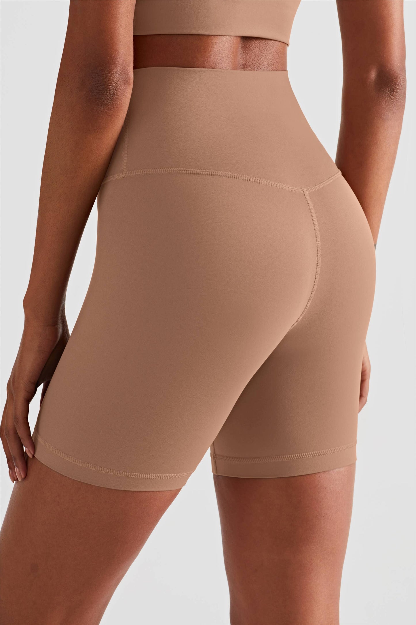 Luna High Waist Mid-Thigh Biker Short: Terracotta