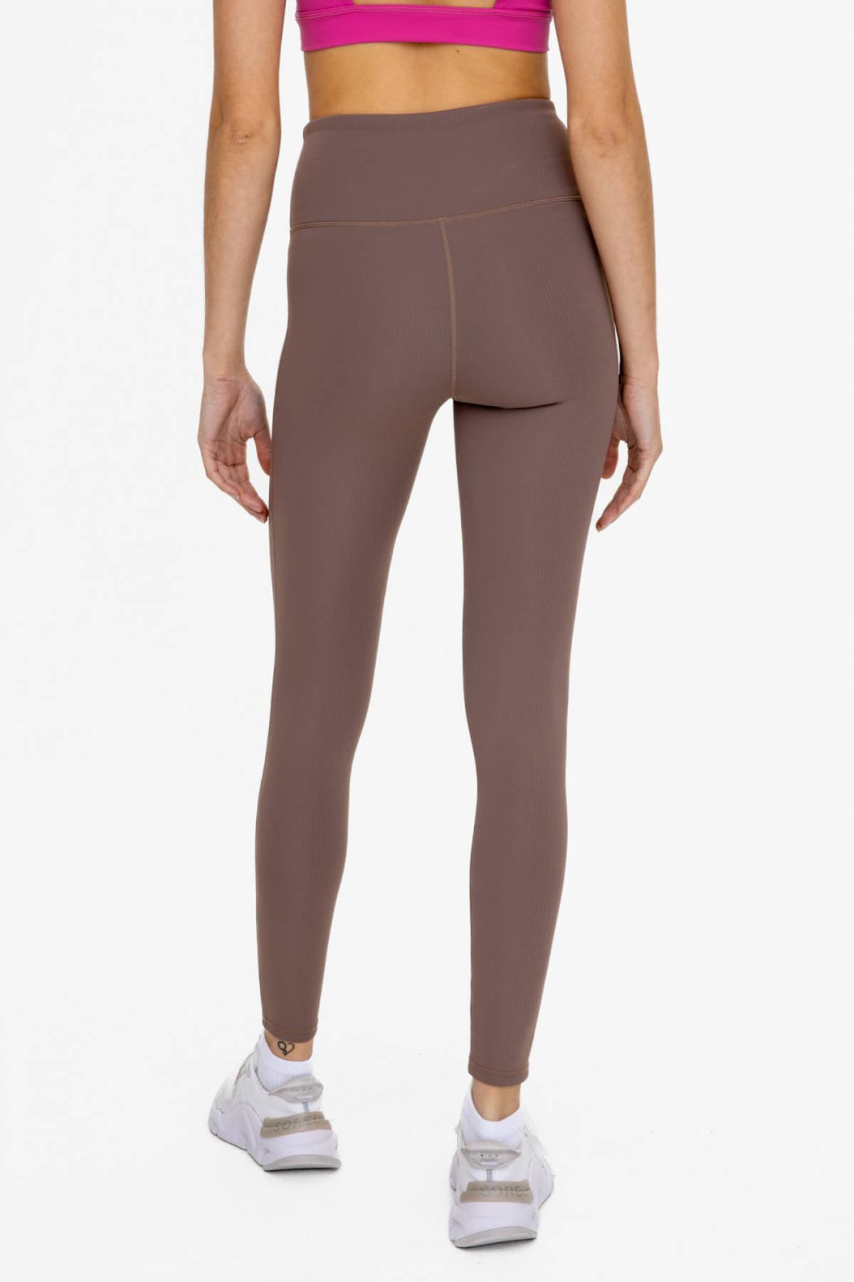 Jacquard Ribbed High-Waisted Leggings: DEEP TAUPE