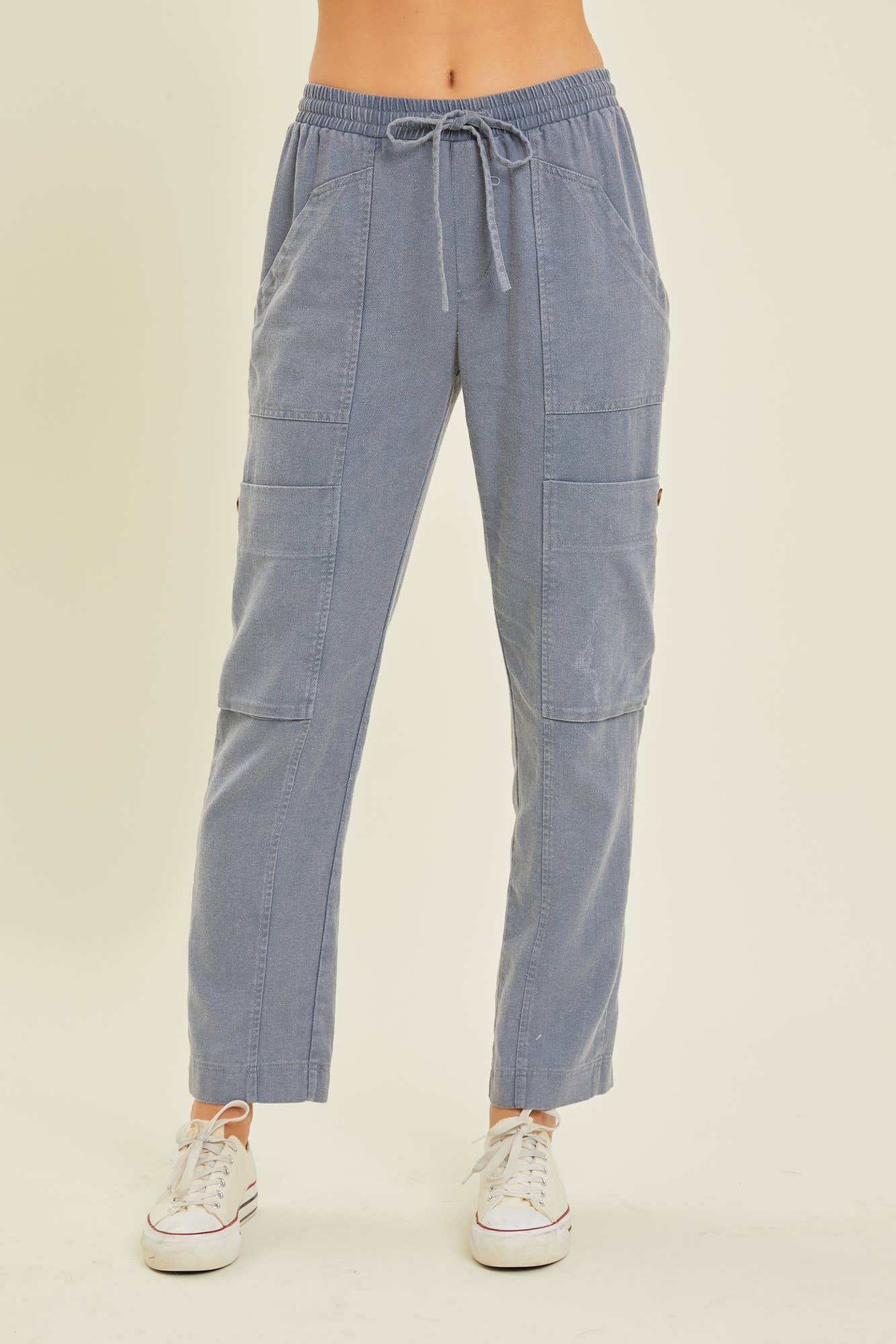 MINERAL WASHED WESTERN CARGO PANTS: DENIM BLUE