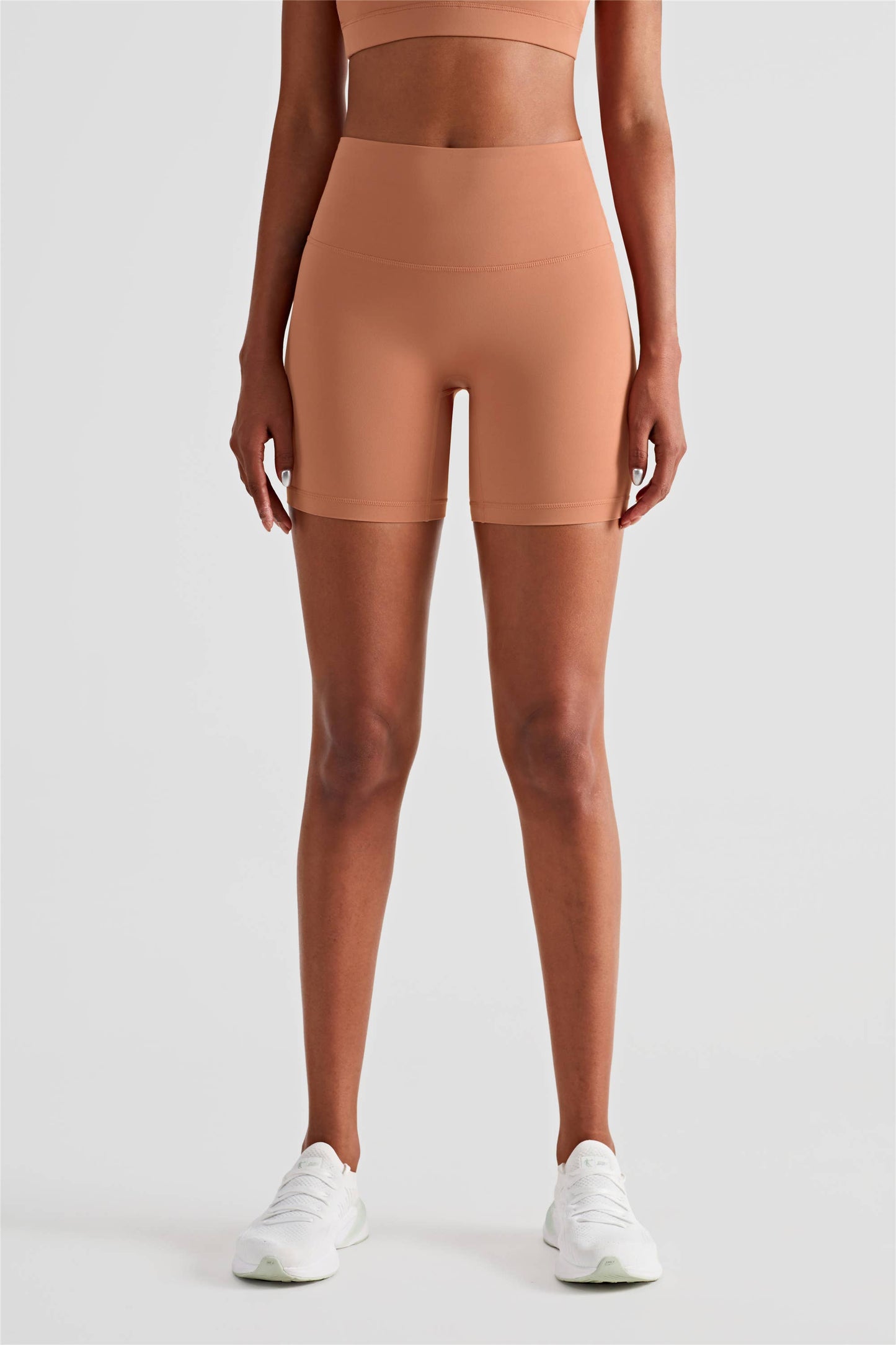 Luna High Waist Mid-Thigh Biker Short: Terracotta