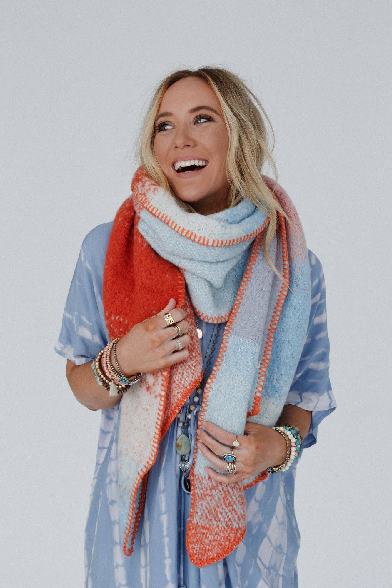 Autumn Days Multi Colored Scarf - Rust: OS