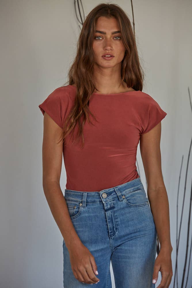 ONCE OVER BODYSUIT: Dusty Red