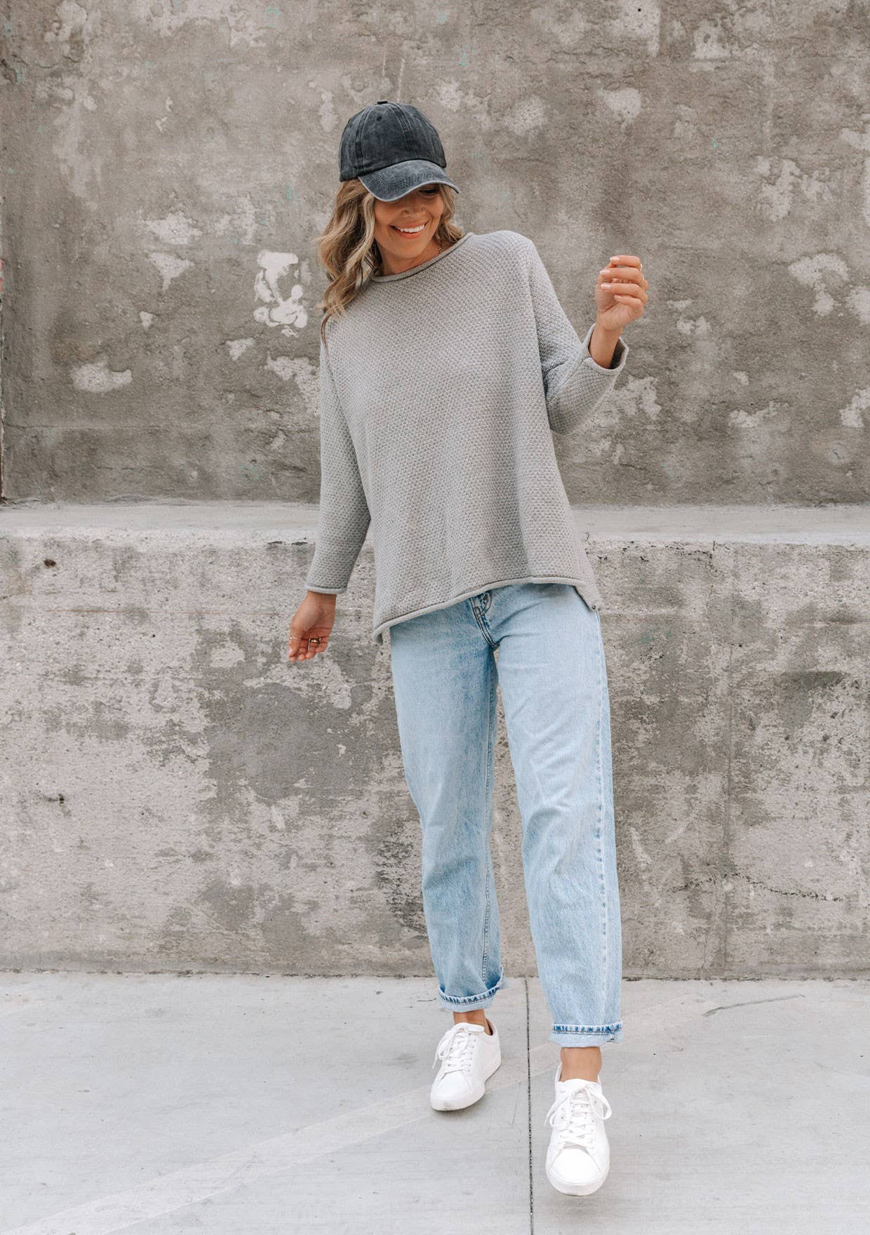 Long Sleeve Pullover Sweater: Cement