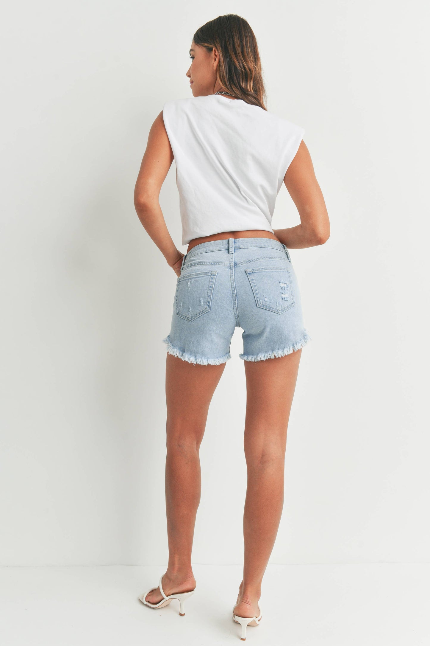 Curved Fray Hem Short