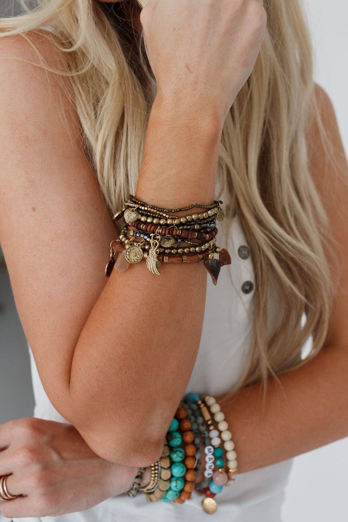 Alyda Boho Bracelet Set - Brown: OS / Brown