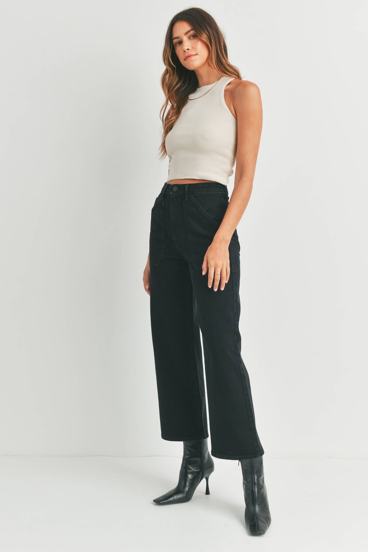 HR Cargo Pocket Wide Leg-Black