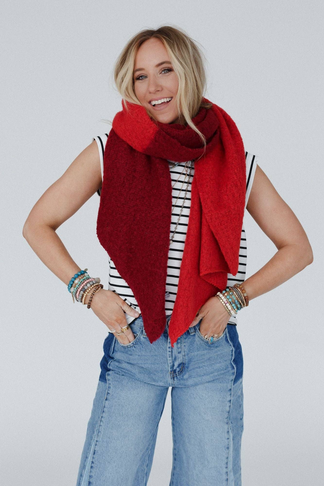 Sunset Shades Cozy Scarf - Red Multi: OS