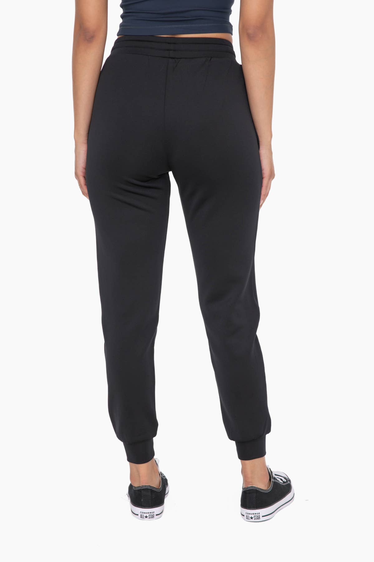 Cuffed Joggers with Zippered Pockets: BLACK