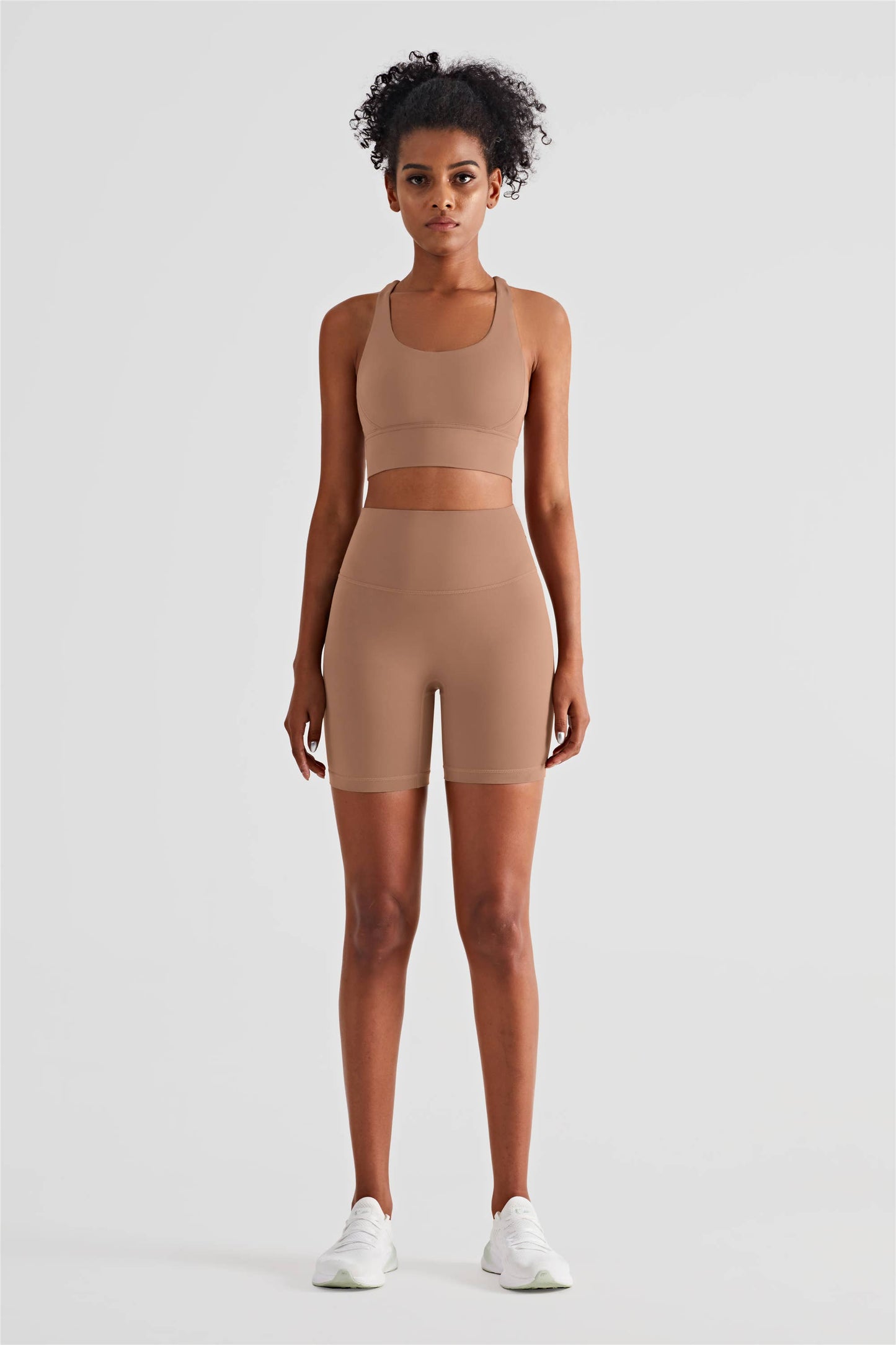 Luna High Waist Mid-Thigh Biker Short: Terracotta