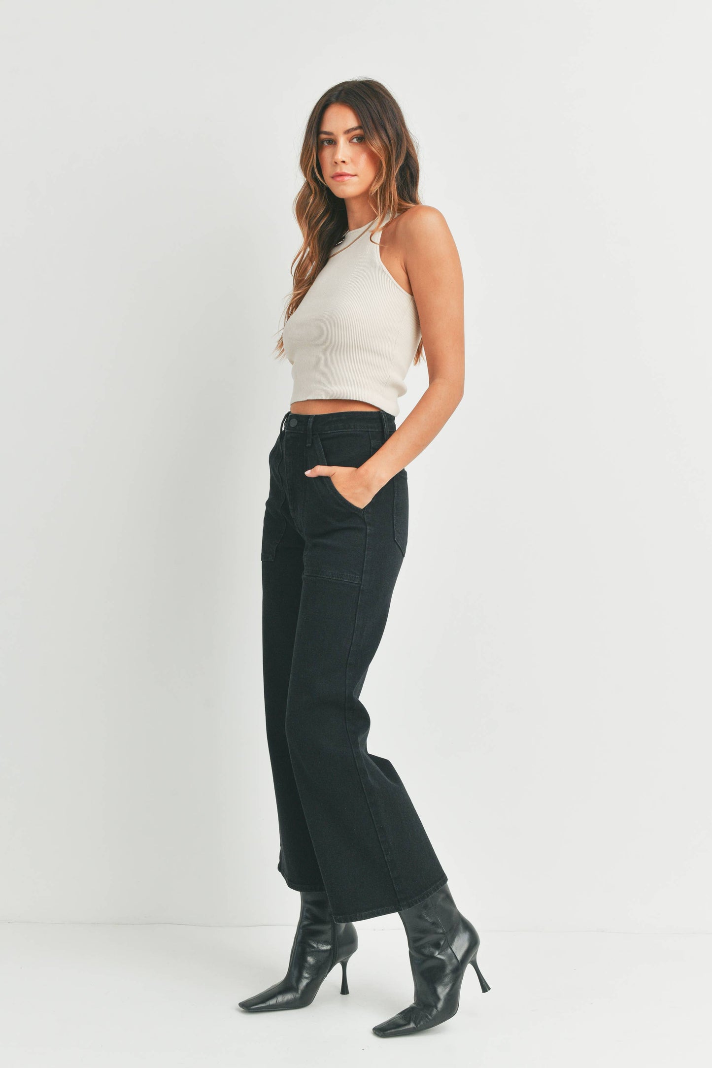 HR Cargo Pocket Wide Leg-Black