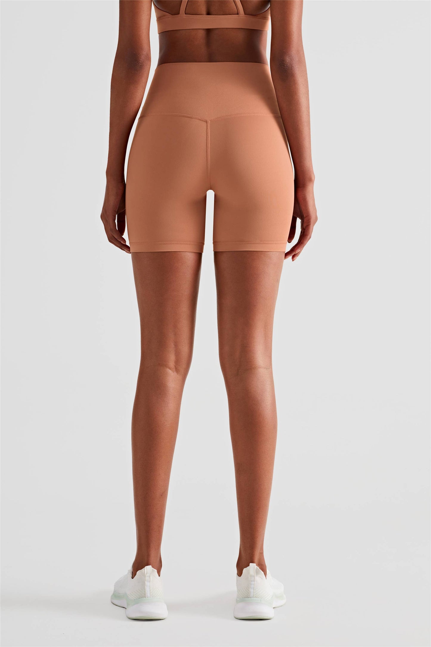 Luna High Waist Mid-Thigh Biker Short: Terracotta