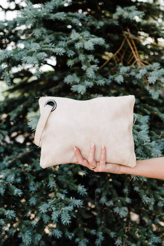 Alexa Oversized Clutch: Stone