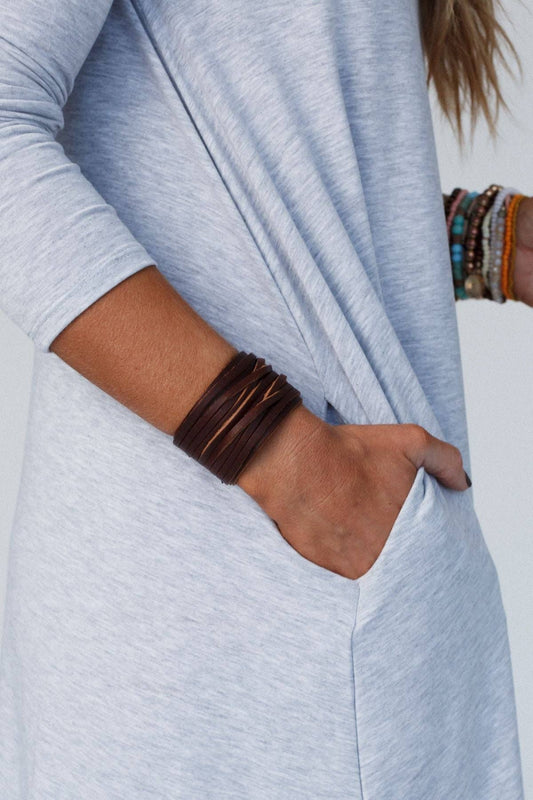 Hey Honey Leather Cuff - Brown