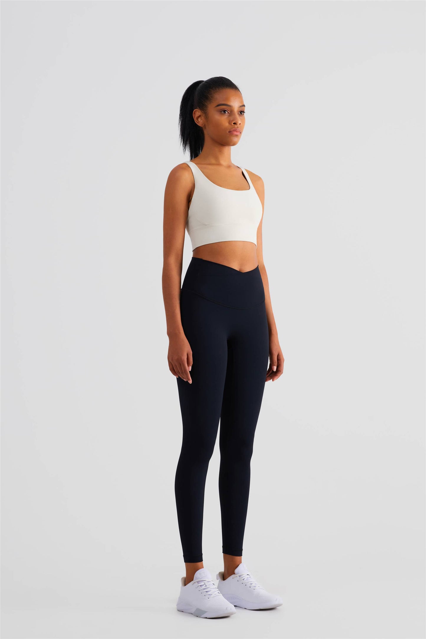 Naomi Cross Over High Waist Leggings: Black