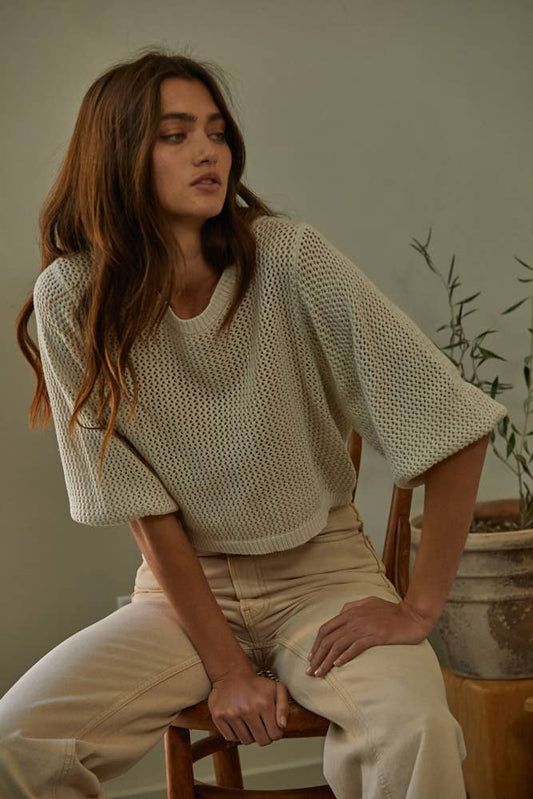 W1177 | CINDY CROCHET TOP: Natural