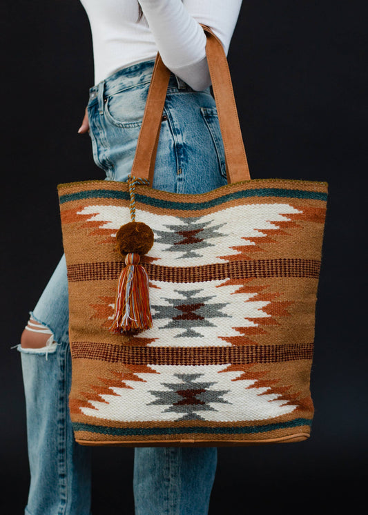 Brown, Rust & Teal Aztec Tote