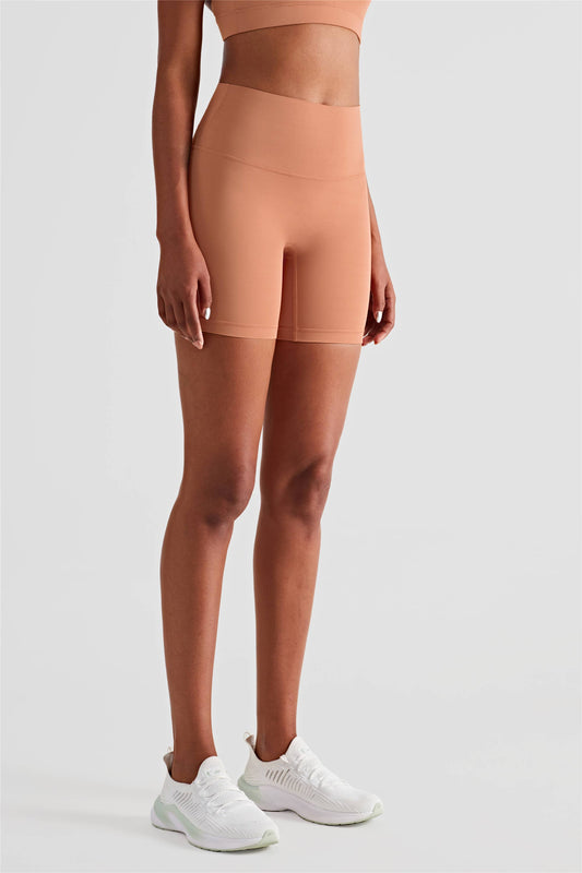 Luna High Waist Mid-Thigh Biker Short: Terracotta