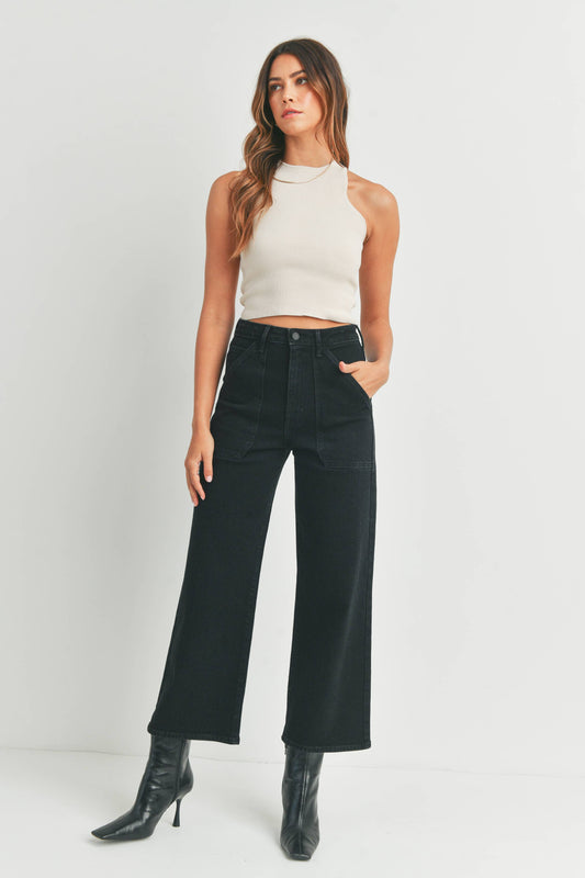 HR Cargo Pocket Wide Leg-Black